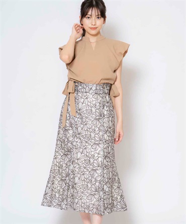 刺繍パイピングスカート(01オフホワイト-Ｍ)